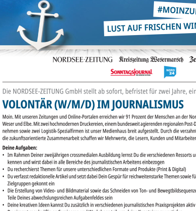 Volontaer gesucht Nordsee-Zeitung 2023 BILD 2